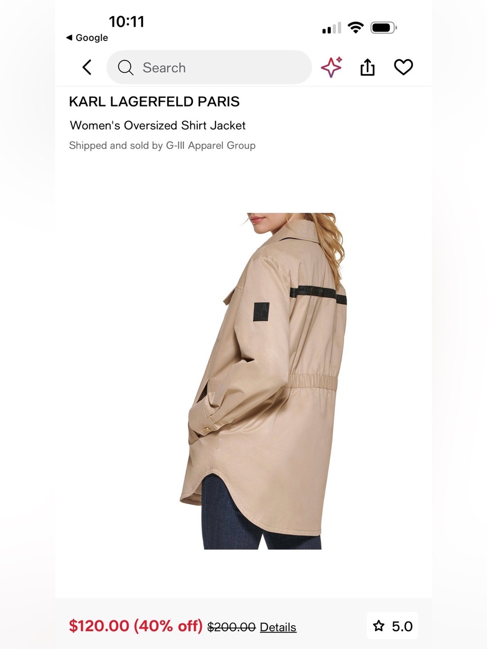 Karl Lagerfeld Beige Oversized Trench Shirt Jacket